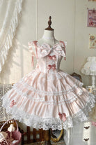 Pink [Sweet Mist Cherry Romance] Sleeveless Multi-Layered Hanayome Bow Lace Lolita Jsk Dress