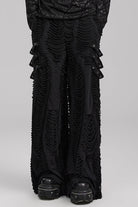 Black Horizontal Striped DecorationRipped Men's Gothic Loose Pants
