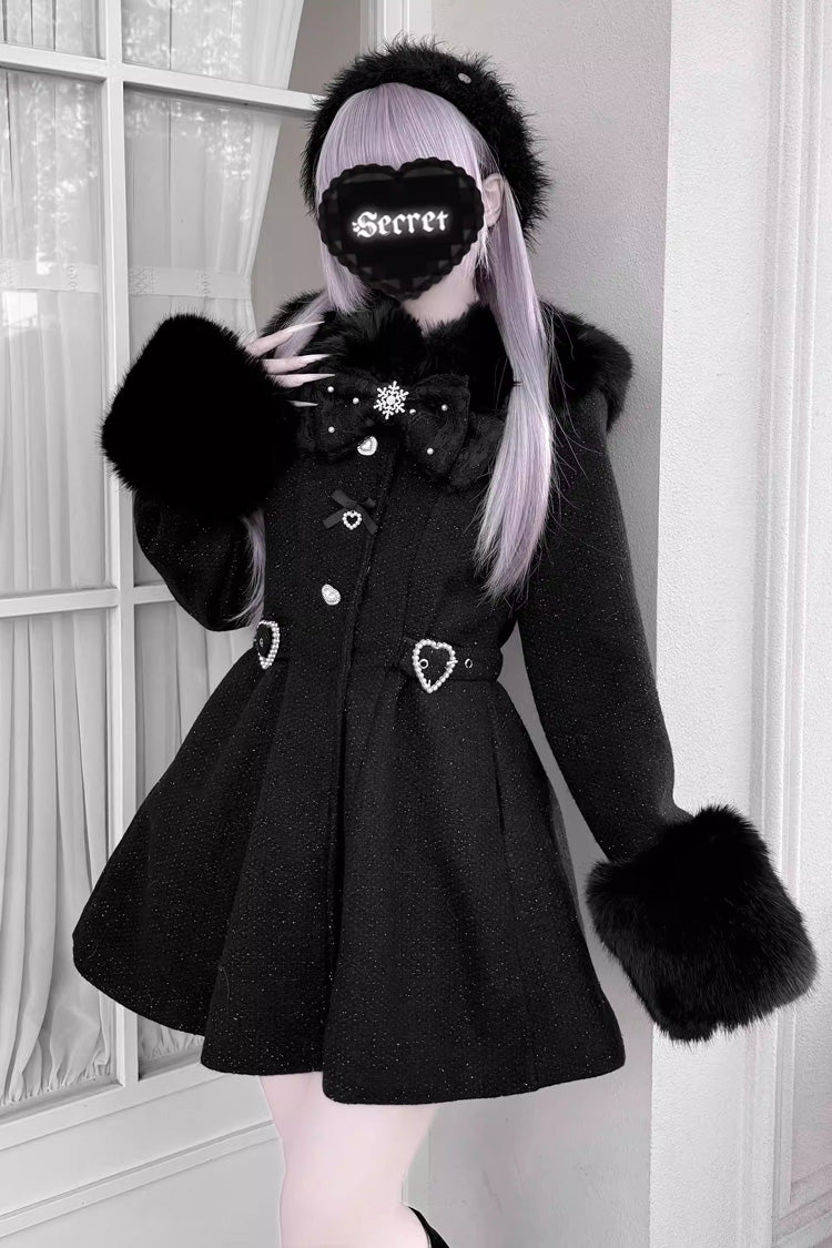 [Velvet Star Dream] Long Sleeves Bow Sweet Jirai Kei Japanese Overcoat 2 Colors