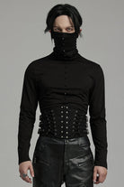 Black Multi-buckles Studded Lace-Up Men's Punk Girdle