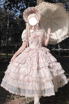 Pink [Sweetheart Diary] Multi-Layered Ruffle Hanayome Embroidery Bowknot Lace Sweet Lolita Jsk Dress