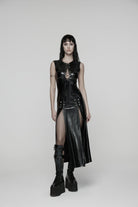 Black Sleeveless Split Lace-Up Slim Women's Punk Dress