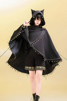 Black [Black Cat] Embroidery Cat Ears Hooded Ouji Gothic Prince Handsome Lolita Cloak