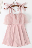 Pink Sleeveless Ruffled Lace-Up Sweet Japanese Lolita One-Piece Swimsuit