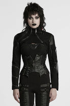 Black Batlike Stitching Zipper Women's Punk Underbust Corset