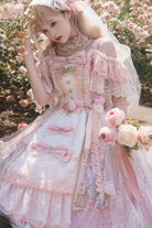 Pink [Moonlight Melody] Off Shoulder Sleeveless Multi-Layered Hanayome Open-Front Bow Lace Sweet Gorgeous Lolita Jsk Dress Set