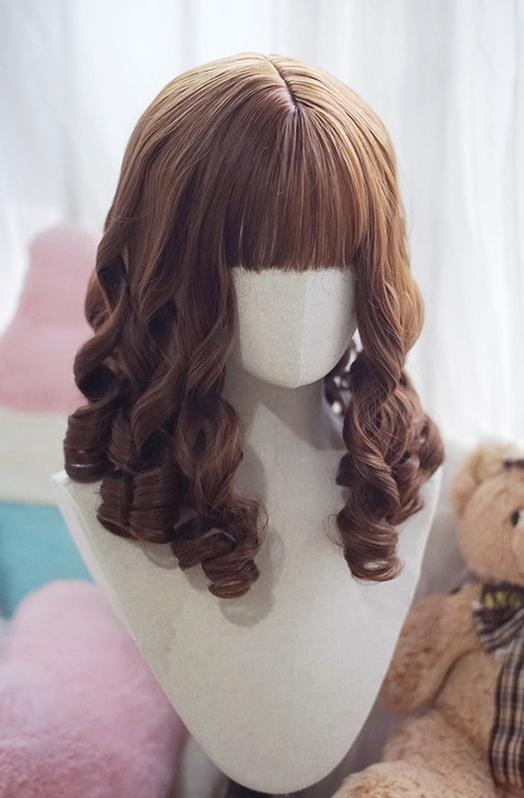 Doll-like Elegant Lolita Bangs Wig, Roman Curl