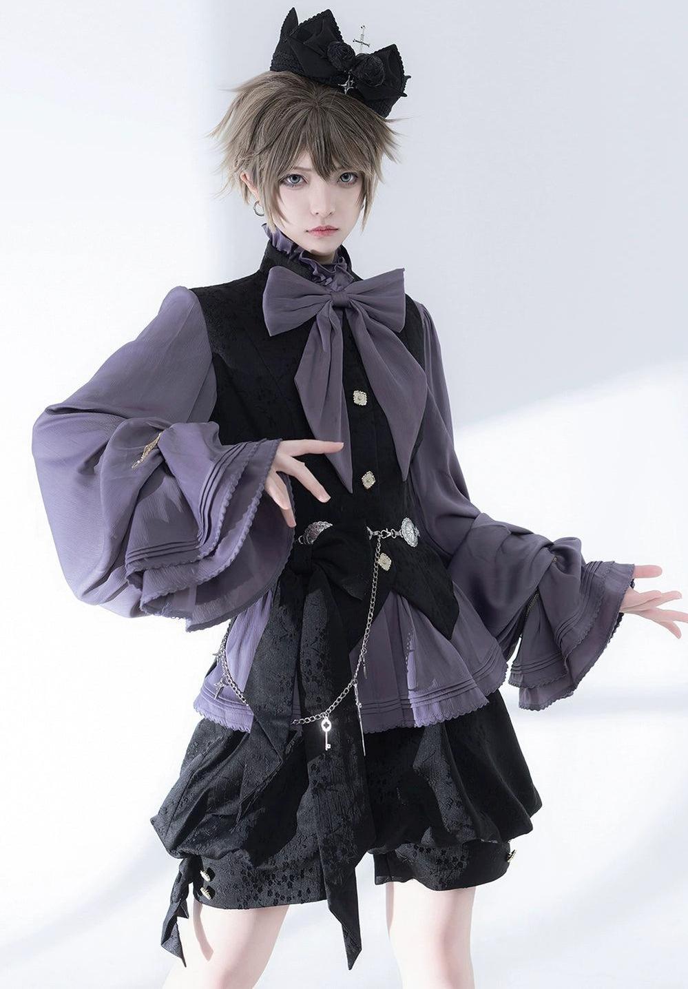 Hunting Rabbit 2.0 - Ouji Lolita Retro Cool Purple Shirt & Shorts Set