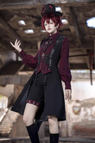 Red Lapel Collar Long Sleeves Embroidery Slim Gothic Vintage Prince Ouji Lolita Blouse
