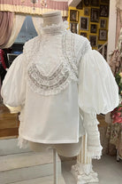 Classic Long Puff Sleeves Ruffle Embroidery Lace Gothic Lolita Victorian Blouse 2 Colors