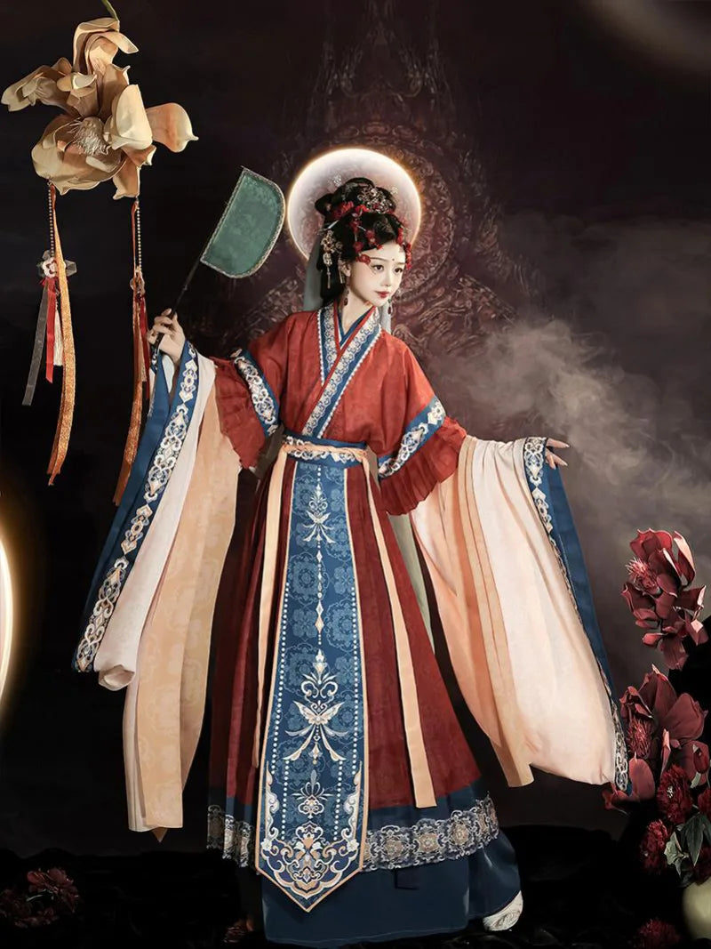 Elegant Wei Jin ancient Chinese attire with flowing cross-collar design and soft half sleeves