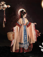 Elegant Wei Jin ancient Chinese attire with flowing cross-collar design and soft half sleeves