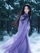Female ancient chinese clothing in purple Wei Jin style Hanfu full set