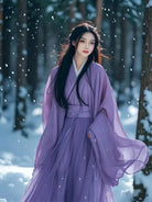 Female ancient chinese clothing in purple Wei Jin style Hanfu full set
