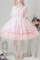 Pink Chiffon High Waist Multi-Layer Ruffled Sweet Lolita JSK Dress