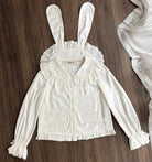Plaid Petal Bunny - Kawaii Lolita Cotton Shirt, Bunny Ear