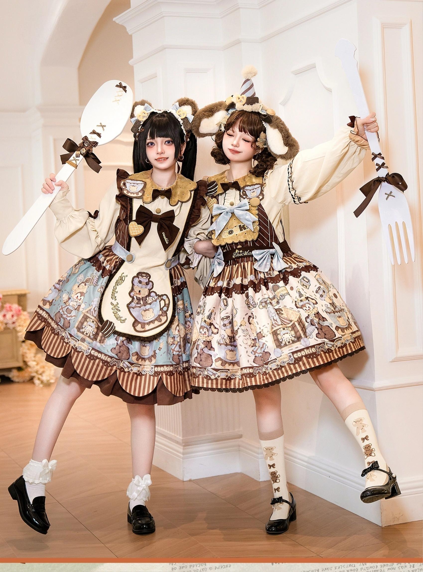 Bear Cookies - Kawaii Bear Printed Vintage Lolita Dress