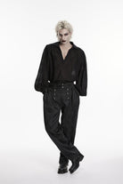 Black Floral Jacquard Men's Gothic Gorgeous Double-breasted Pants
