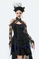 Black Off Shoulder Long Sleeves Sheer Floral Lace Women's Gothic Shrug