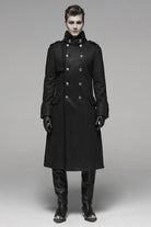 Black Long Sleeves Double-breasted Men's Gothic Military Long Coat
