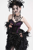 Purple Lace Lace-Up Women's Gothic Overbust Corset