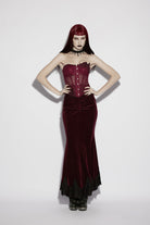 Red Embroidered Lace Lace-Up Slim Sheer Strappy Women's Gothic Corset
