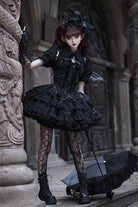 [Covenant Cross] Sleeveless Triple-Layered Ruffle Bowknot Lace-Up Gothic Lolita Jsk Dress 6 Colors