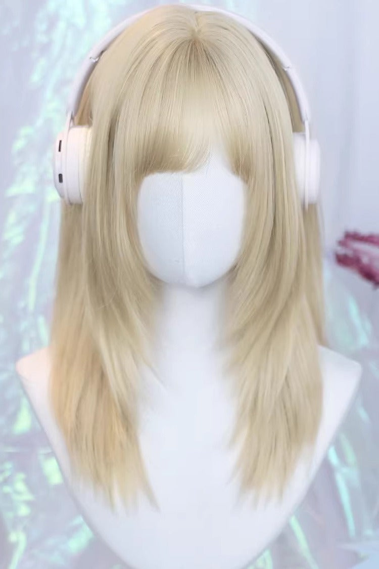 Curtain Bangs Straight Sweet Japanese Lolita Wig 3 Colors