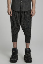Black Stripes Print Baggy Men's Punk Pants