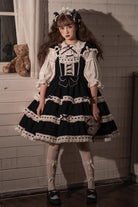 Black Antique Dolls Triple-Layered Bowknot Sweet Lolita Jsk Dress