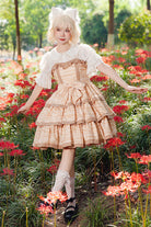 Apricot [Cloth Cat] Triple-Layered Print Ruffle Bowknot Sweet Lolita Dress