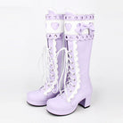 Lace Bowknot Heart Shaped Round Toe Sweet Lolita High Boots