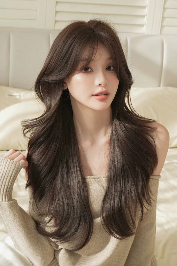 Cool Black Brown Effortless Layered Sweet Lolita Long Voluminous Big Wave Wig