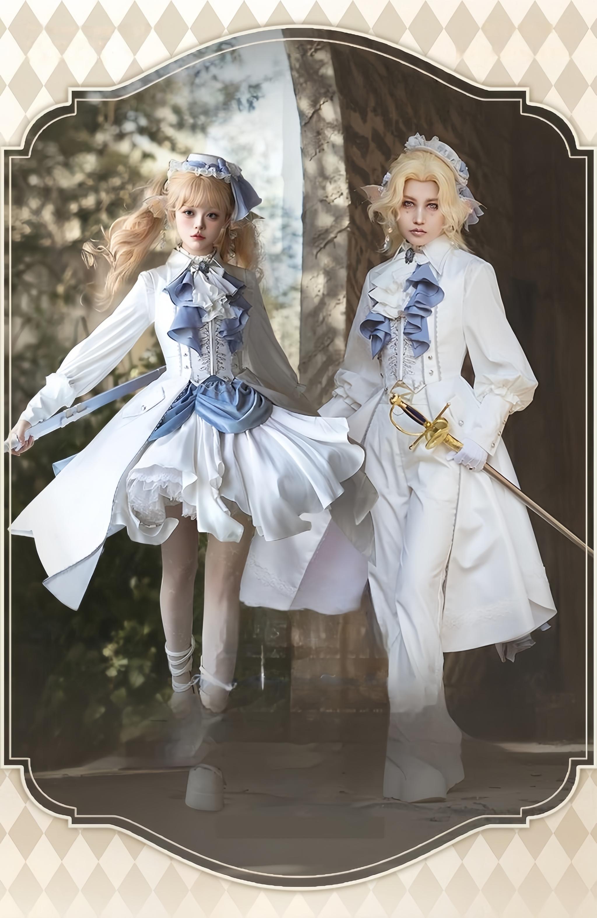 Crumbling Skeleton - Ouji Lolita Fishbone Embroideried Vest & Skirt Suits