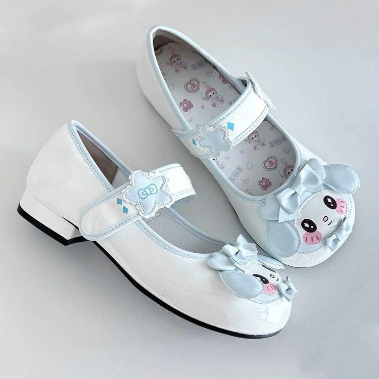 Cute Bunny Bowknot Round-Toe Low Heel Sweet Lolita Mary Jane Shoes 3 Colors