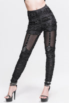 Black Sexy Skeleton Palm Ripped Knitted Gothic Womens Pants