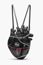 Black Creative Heart Chain-Decorated Gothic Lolita Backpack with Binding Straps and Chain