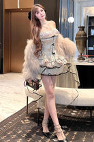 Golden Rose Ruffle Embroidery Lace Sweet Gorgeous Lolita Skirt Set