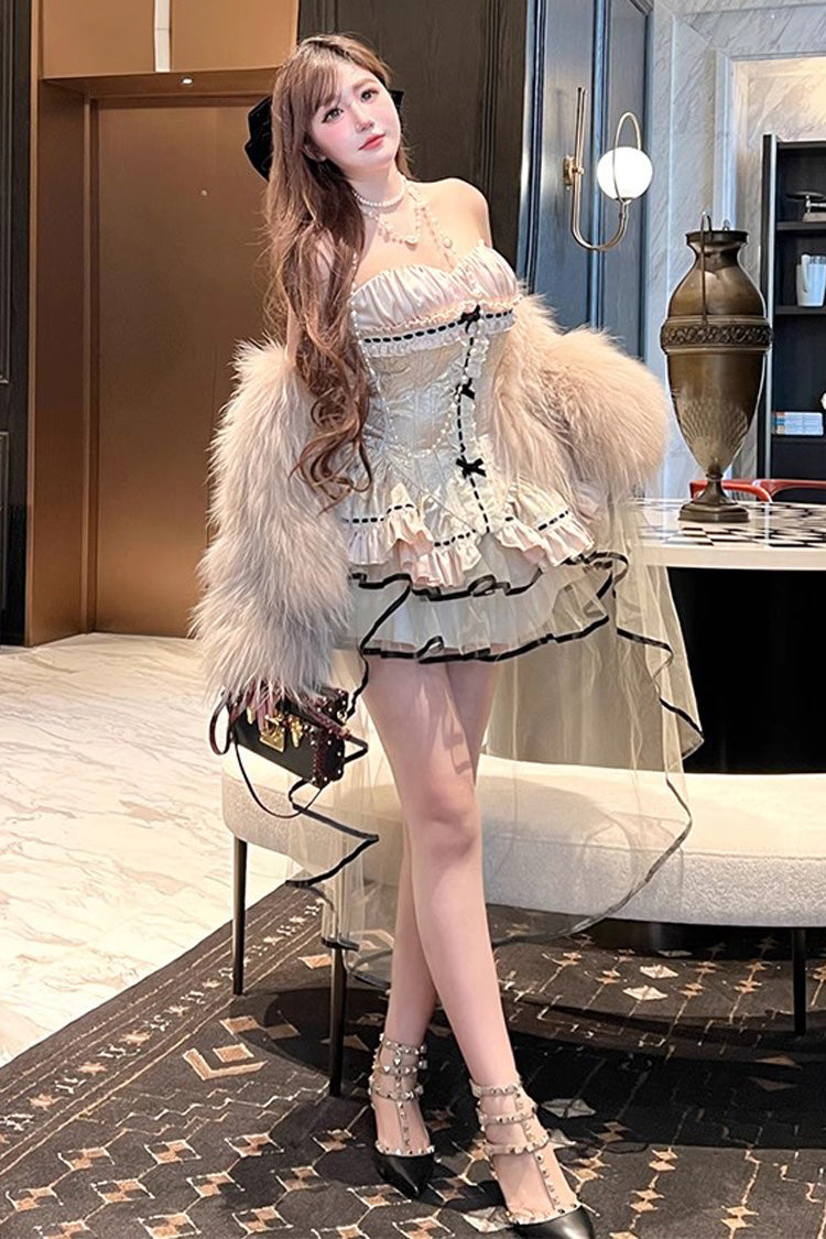 Golden Rose Ruffle Embroidery Lace Sweet Gorgeous Lolita Skirt Set