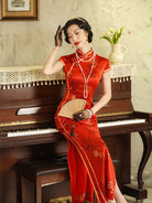 19 mome natural silk, High-end long Qipao for Tea Ceremonies