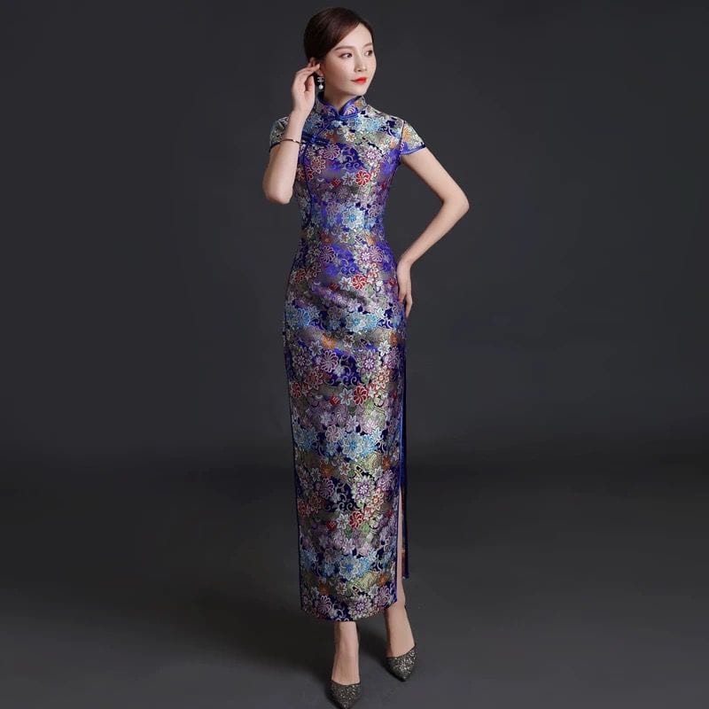 Floral embroidery, high-end, brocade long Cheongsam