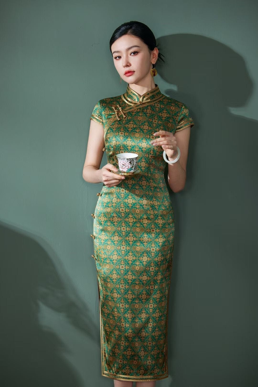 Old Shanghai style, 19 mome mulberry silk, high-end midi Cheongsam