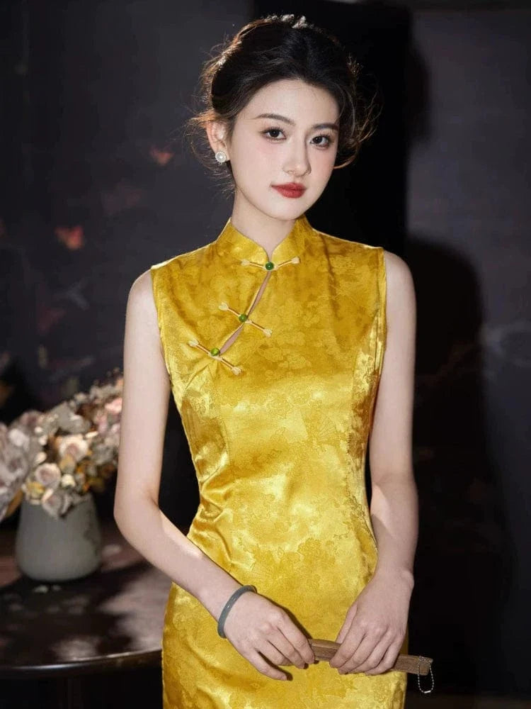 New Chinese style (新中式), jacquard midi Cheongsam