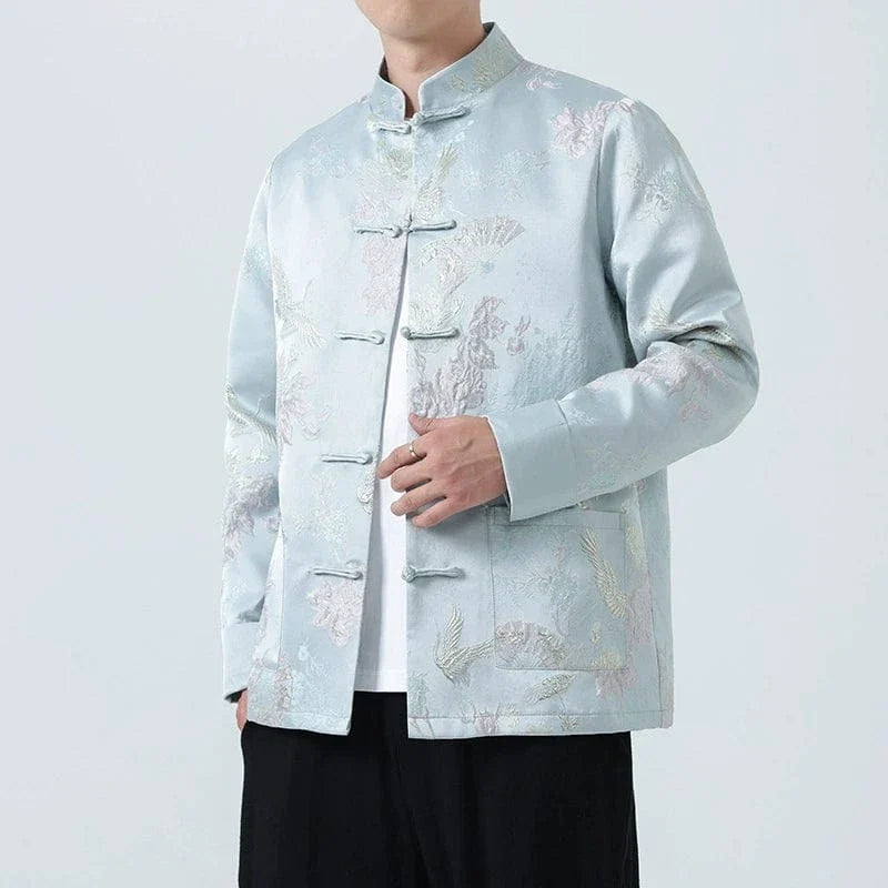 Crane embroidery, Cotton blended fabric, Chinese Tang Suit Jacket