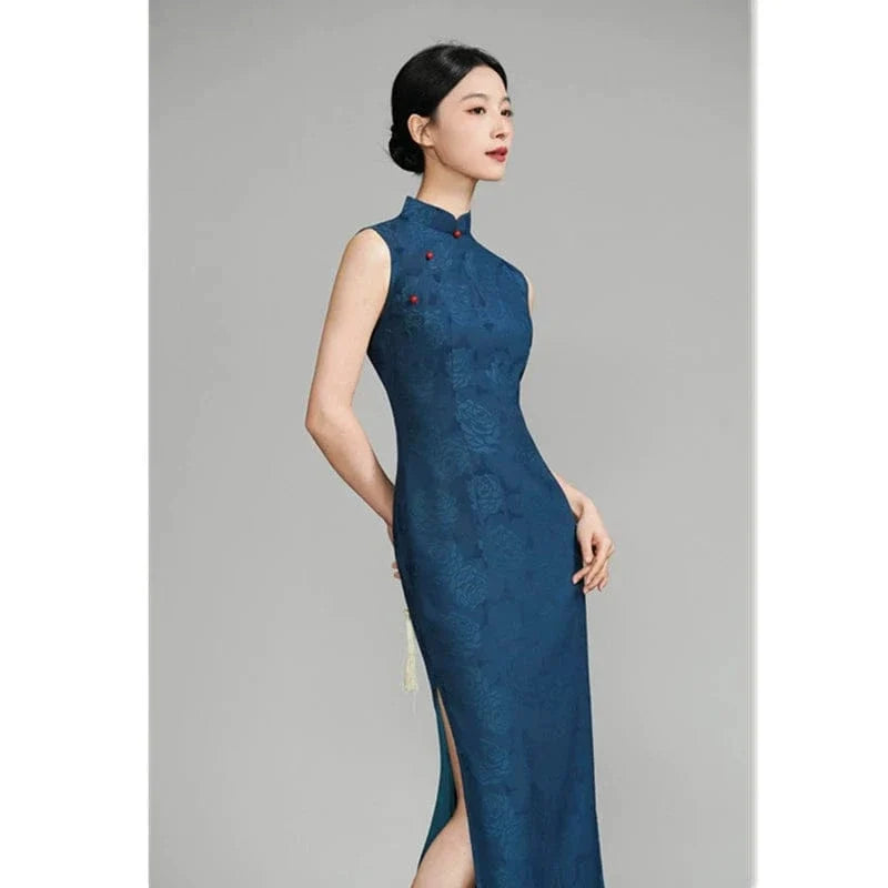 Spring and summer collection, jacquard fabric, daily long Cheongsam
