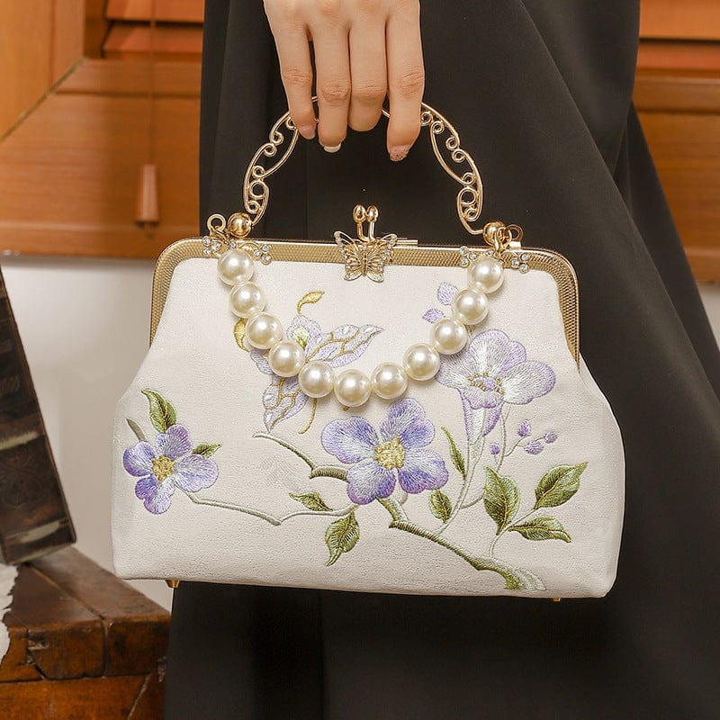 Hand-made, Floral and butterfly embroidery Chinese Qipao bag