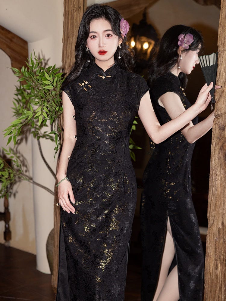 Floral pattern, lace mid-length Cheongsam