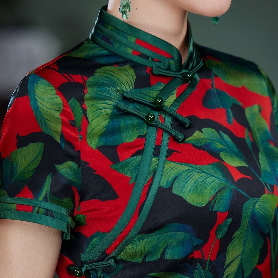 19 mome mulberry silk, , High-end tropical long Qipao