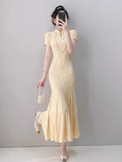 Floral pattern, mermaid long Cheongsam