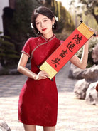 Floral pattern, jacquard short Cheongsam